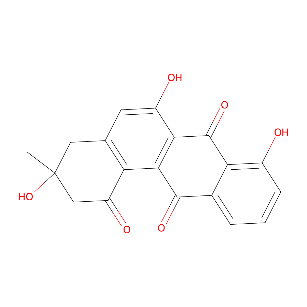 3,4-Dihydro-3,6,8-trihydroxy-3-methylbenz(a)anthracene-1,7,12(2H)-trione molecular structure, CAS 155748-62-2
