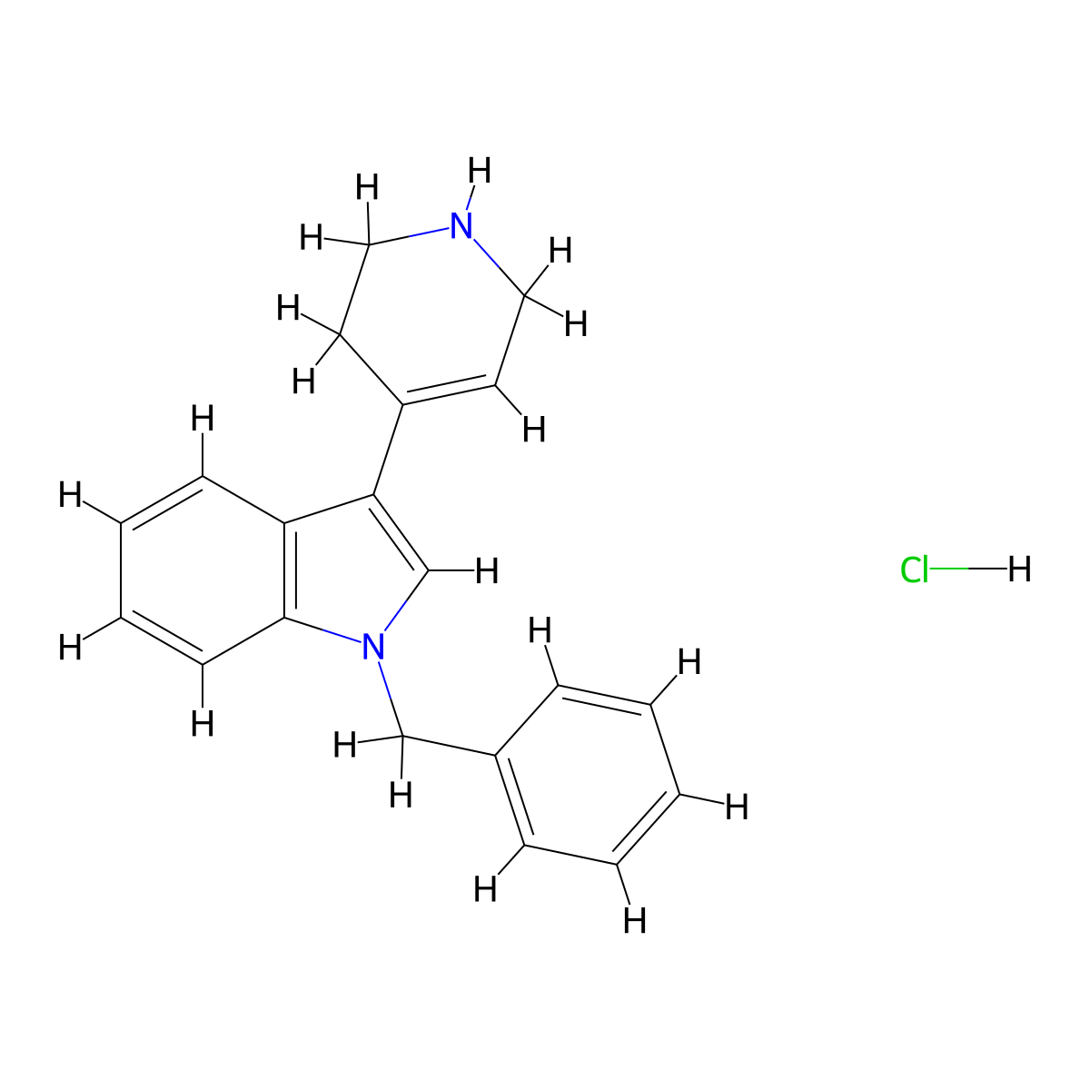 1-benzyl-3-(1,2,3,6-tetrahydropyridin-4-yl)-1H-indole hydrochloride molecular structure, CAS 1557507-14-8