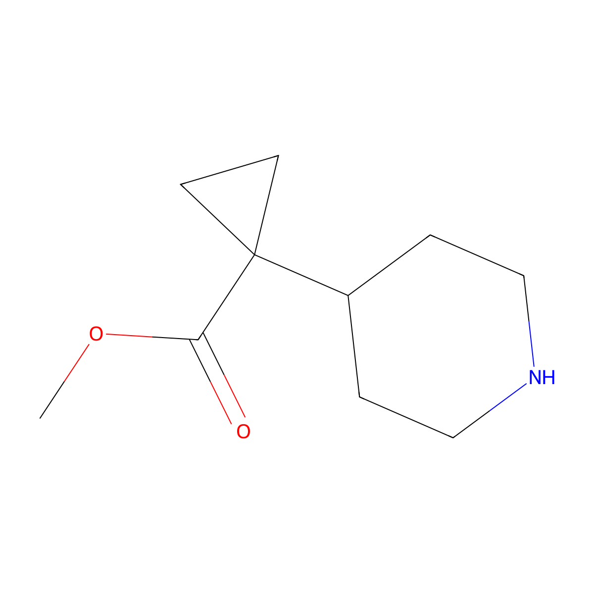Methyl 1-(piperidin-4-yl)cyclopropane-1-carboxylate molecular structure, CAS 1557507-15-9