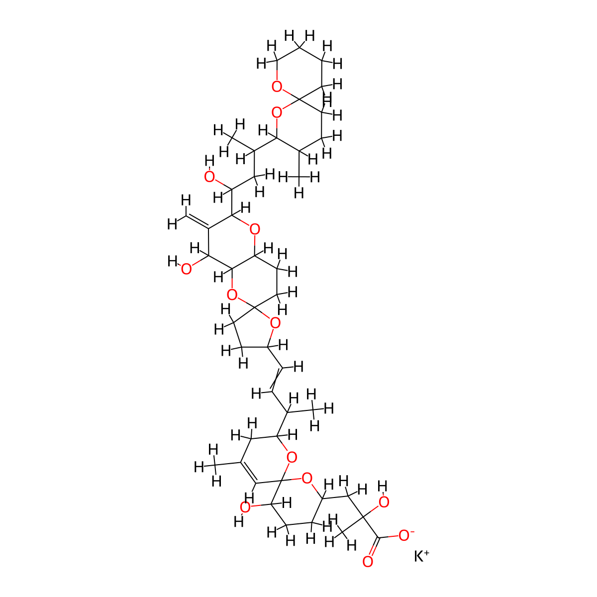 okadaic acid, potassium salt molecular structure, CAS 155751-72-7
