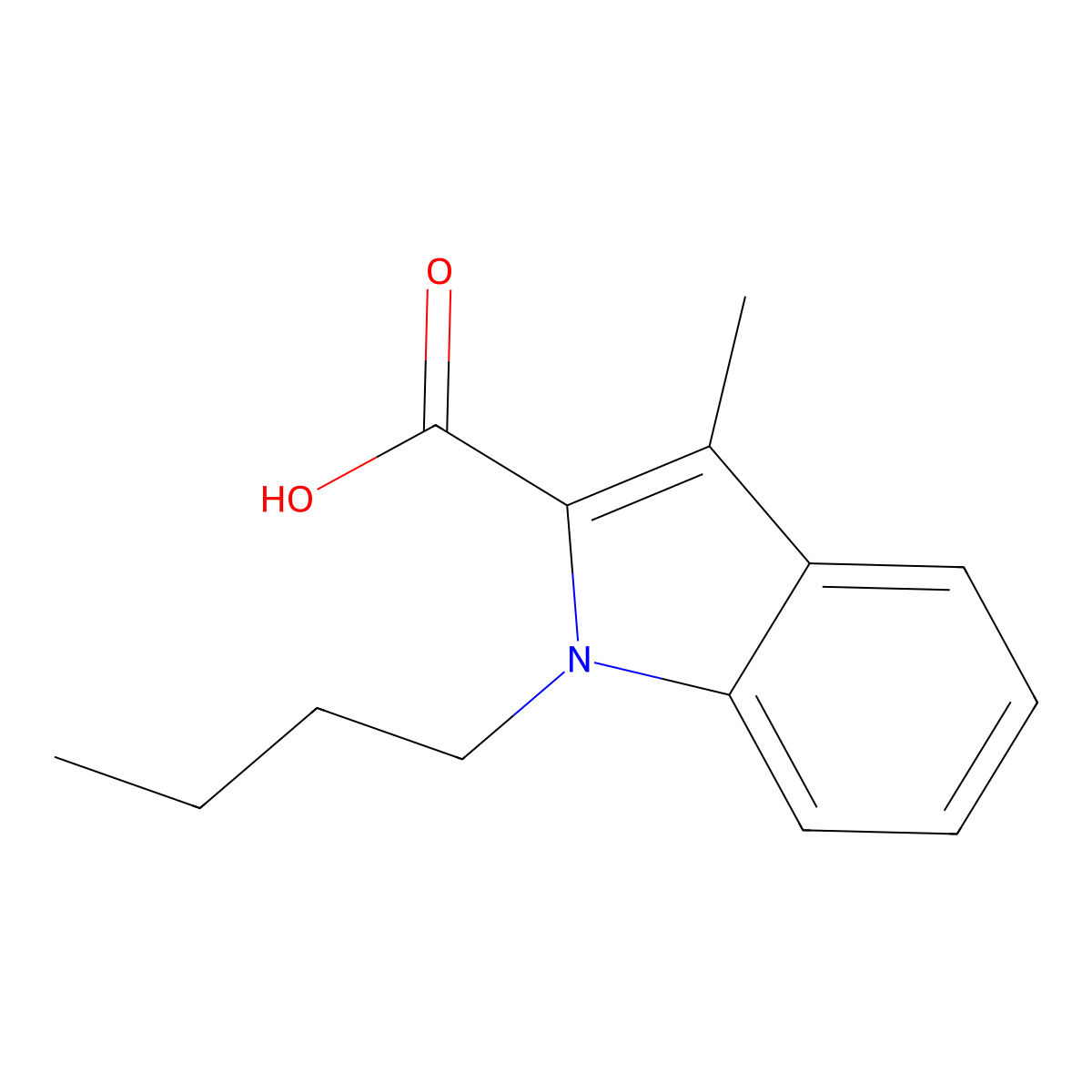1-butyl-3-methyl-1H-indole-2-carboxylic acid molecular structure, CAS 1557510-51-6