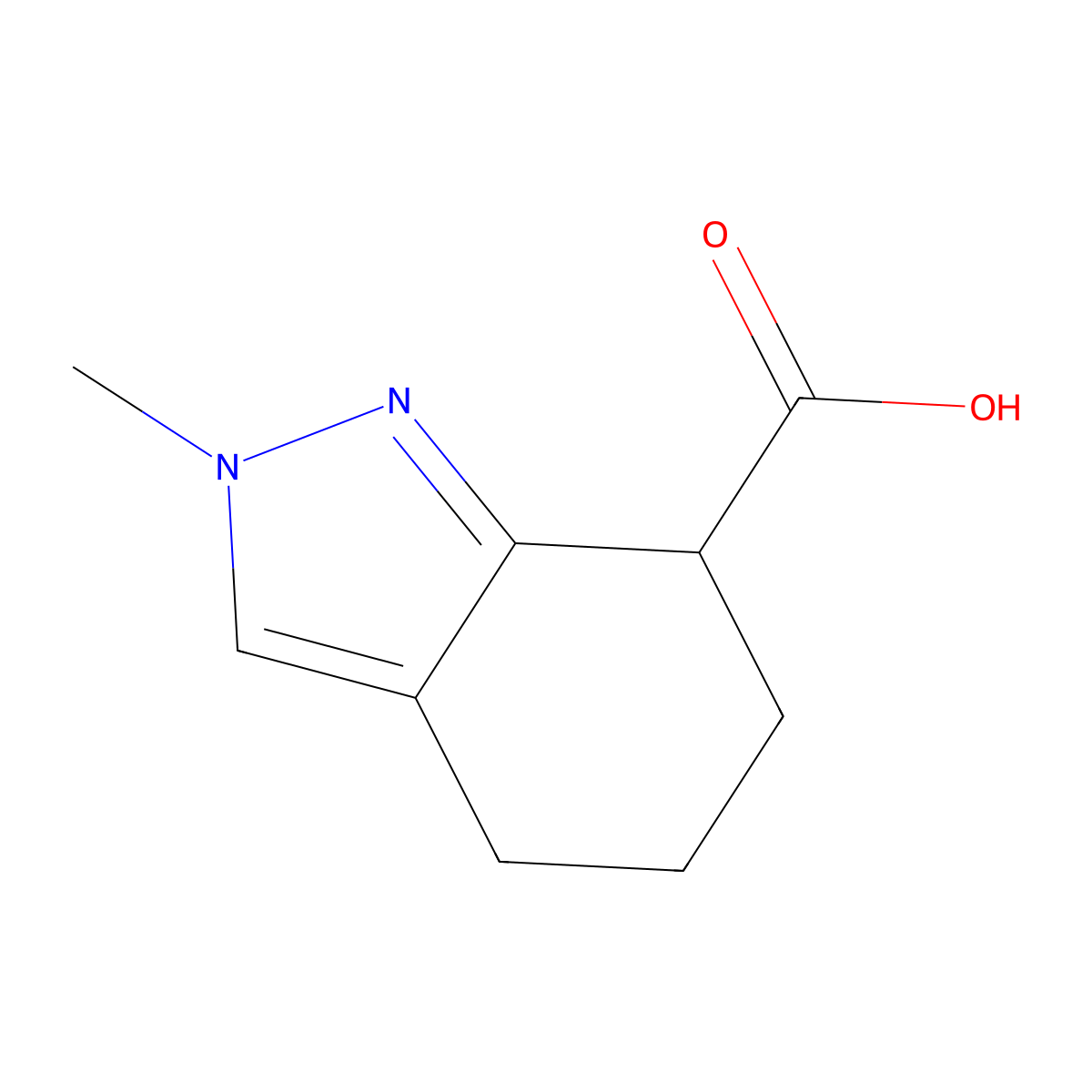 2-methyl-4,5,6,7-tetrahydro-2H-indazole-7-carboxylic acid molecular structure, CAS 1557511-65-5