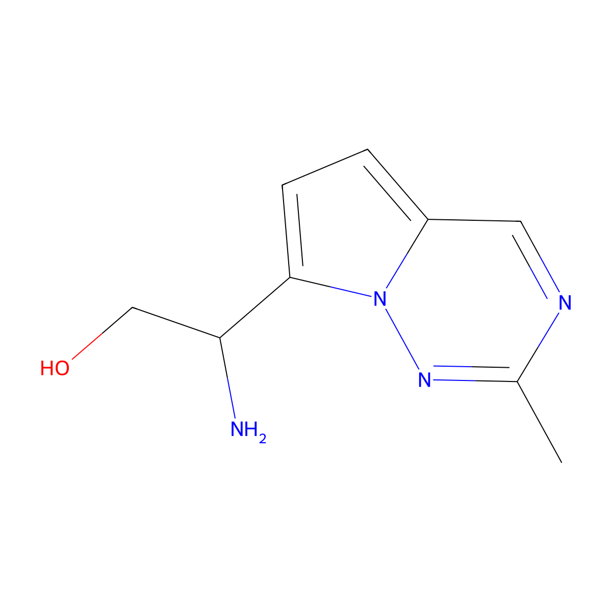 2-Amino-2-(2-methylpyrrolo[2,1-f][1,2,4]triazin-7-yl)ethan-1-ol molecular structure, CAS 1557514-36-9