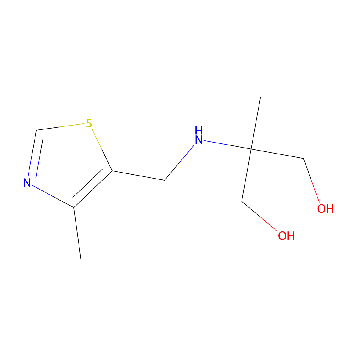 2-Methyl-2-{[(4-methyl-1,3-thiazol-5-yl)methyl]amino}propane-1,3-diol molecular structure, CAS 1557534-39-0