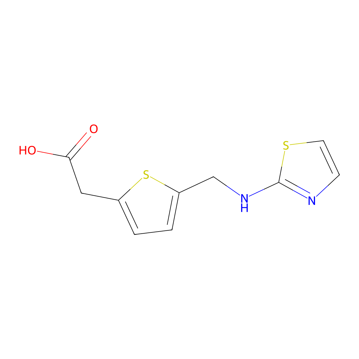 2-(5-{[(1,3-Thiazol-2-yl)amino]methyl}thiophen-2-yl)acetic acid molecular structure, CAS 1557538-75-6