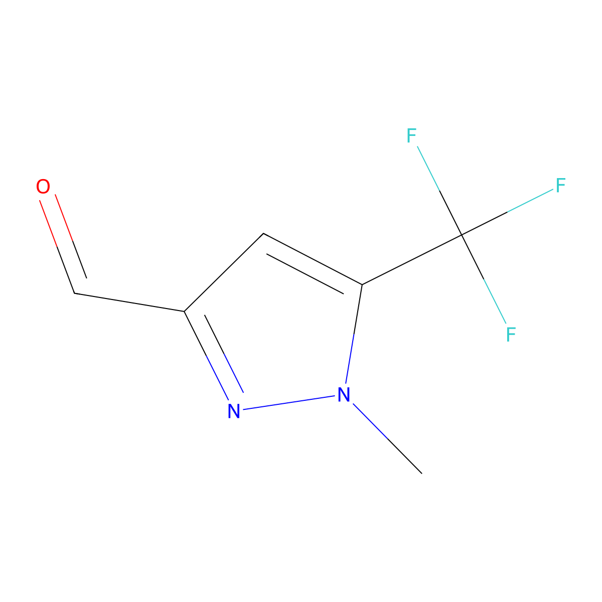 1-Methyl-5-(trifluoromethyl)-1H-pyrazole-3-carbaldehyde molecular structure, CAS 1557546-42-5