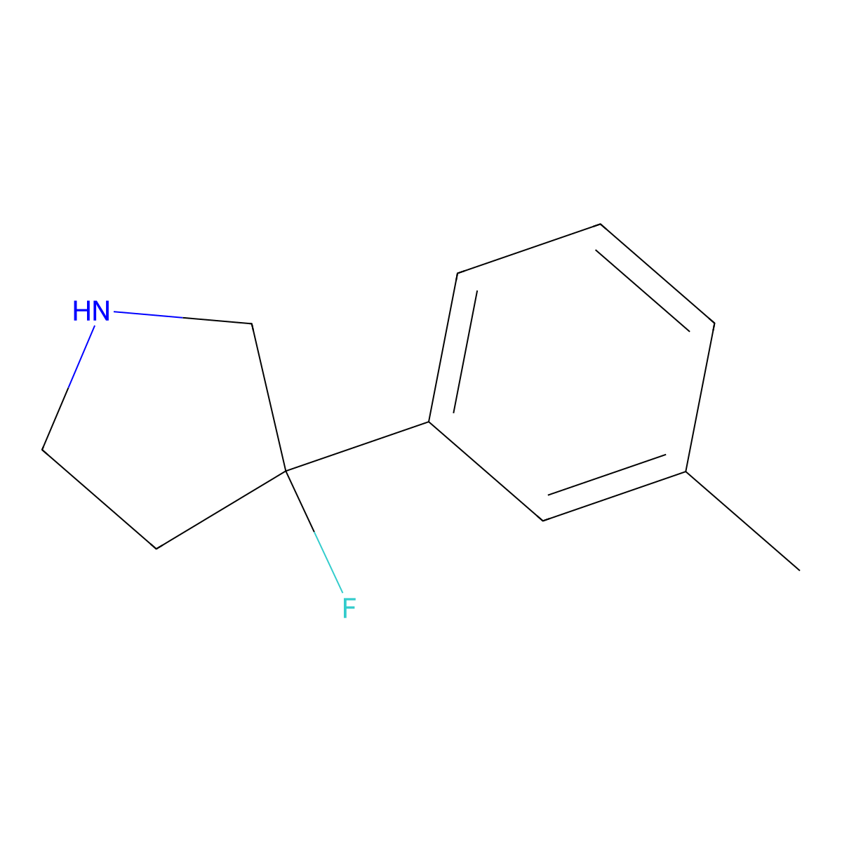 3-Fluoro-3-(3-methylphenyl)pyrrolidine molecular structure, CAS 1557546-69-6