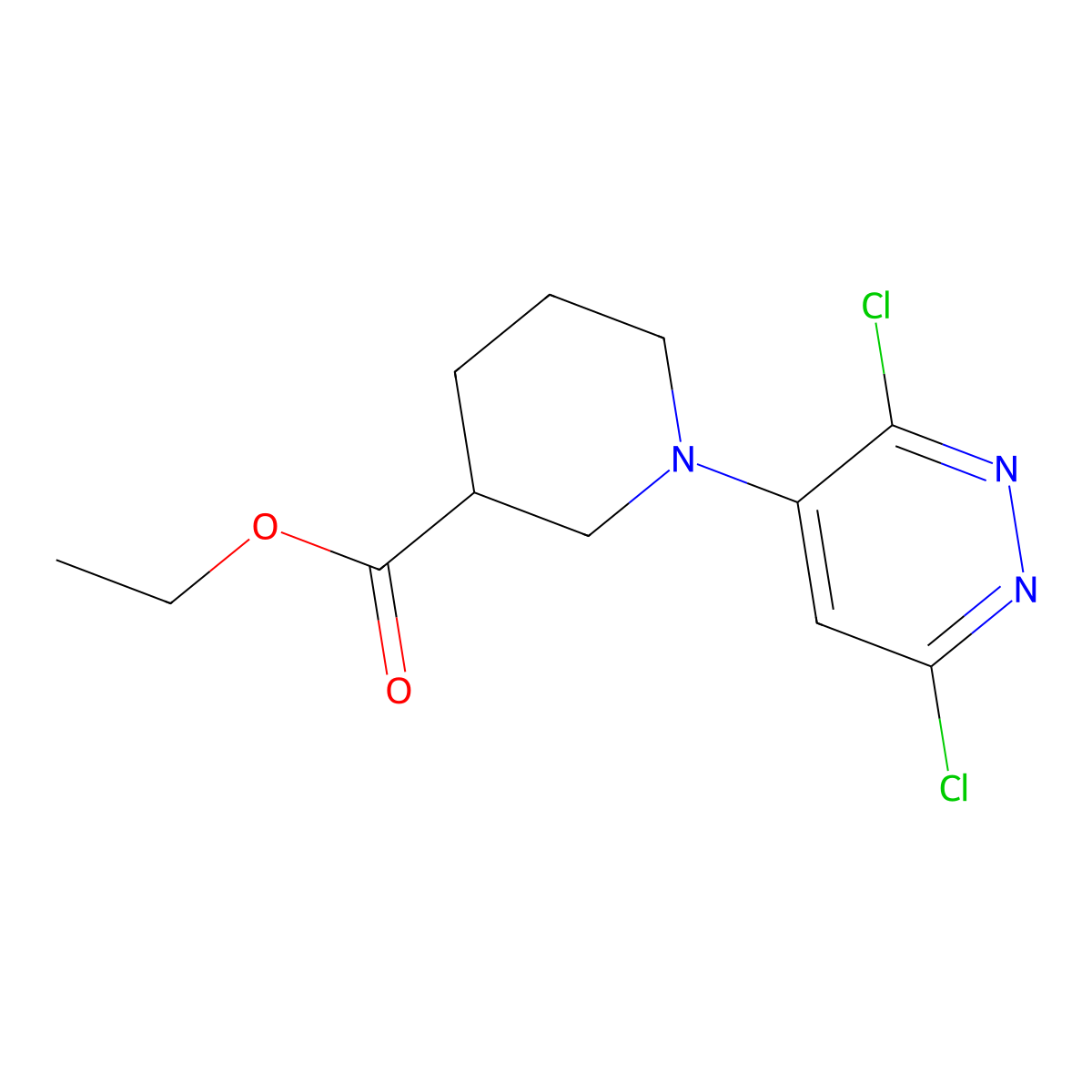 Ethyl 1-(3,6-Dichloro-4-pyridazinyl)piperidine-3-carboxylate molecular structure, CAS 1557561-36-0