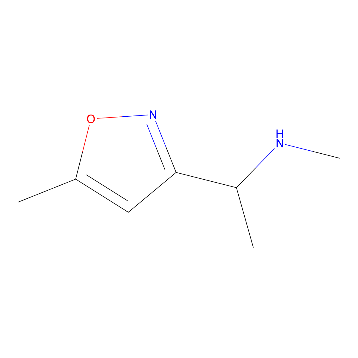 Methyl[1-(5-methyl-1,2-oxazol-3-yl)ethyl]amine molecular structure, CAS 1557579-21-1