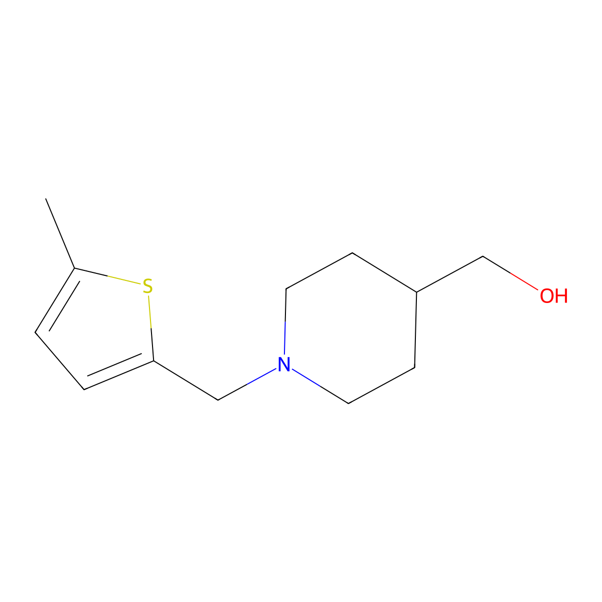 (1-((5-Methylthiophen-2-yl)methyl)piperidin-4-yl)methanol molecular structure, CAS 1557592-88-7