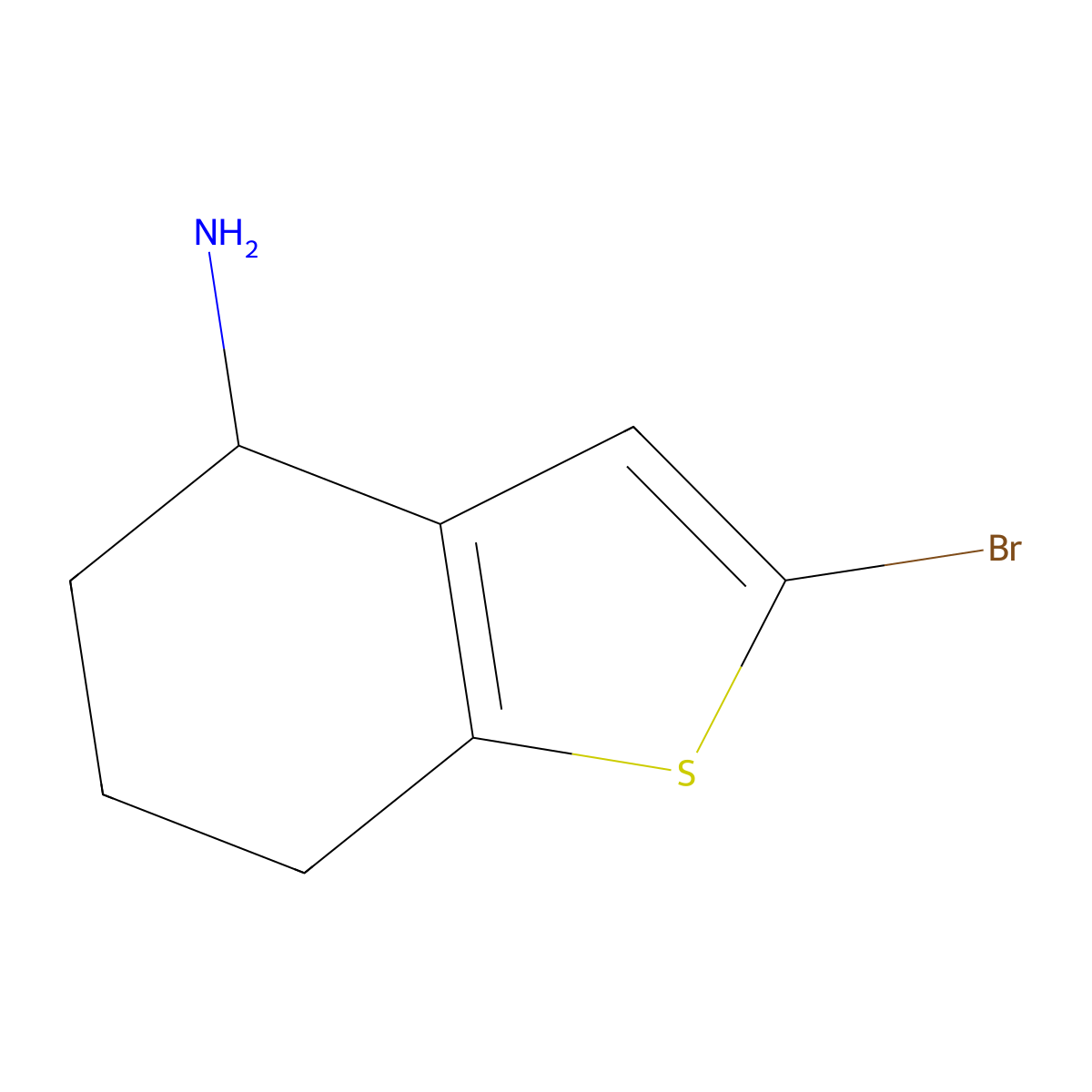 2-Bromo-4,5,6,7-tetrahydro-1-benzothiophen-4-amine molecular structure, CAS 1557612-42-6