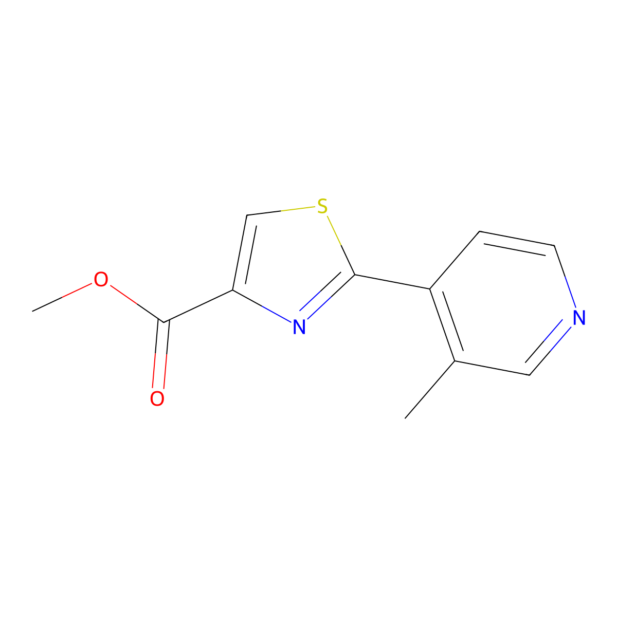 Methyl 2-(3-Methylpyridin-4-yl)thiazole-4-carboxylate molecular structure, CAS 1557637-30-5