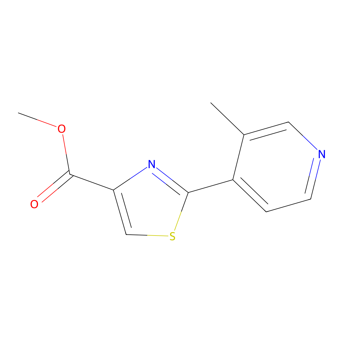 Methyl 2-(3-Methylpyridin-4-yl)thiazole-4-carboxylate molecular structure, CAS 1557637-30-5