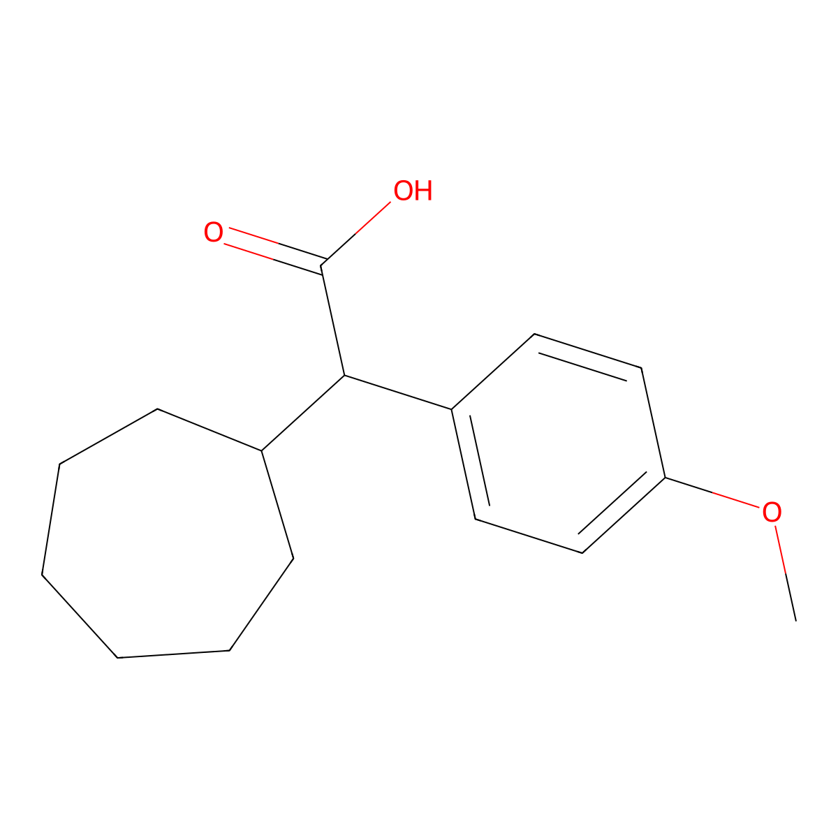 2-Cycloheptyl-2-(4-methoxyphenyl)acetic acid molecular structure, CAS 1557654-24-6