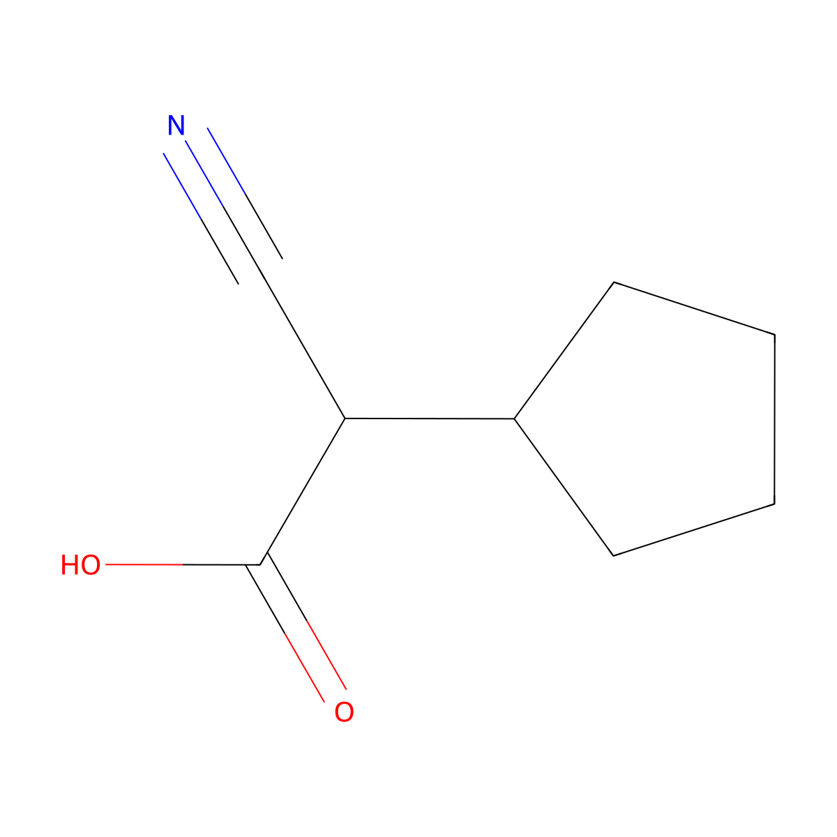 2-Cyano-2-cyclopentylacetic acid molecular structure, CAS 1557654-37-1