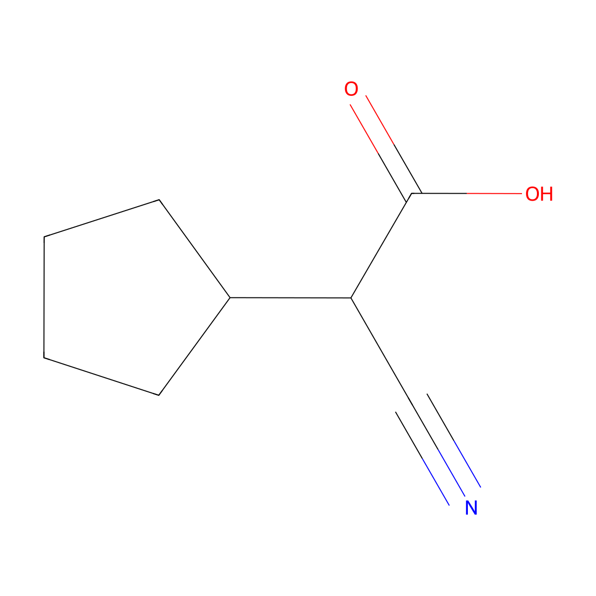 2-Cyano-2-cyclopentylacetic acid molecular structure, CAS 1557654-37-1
