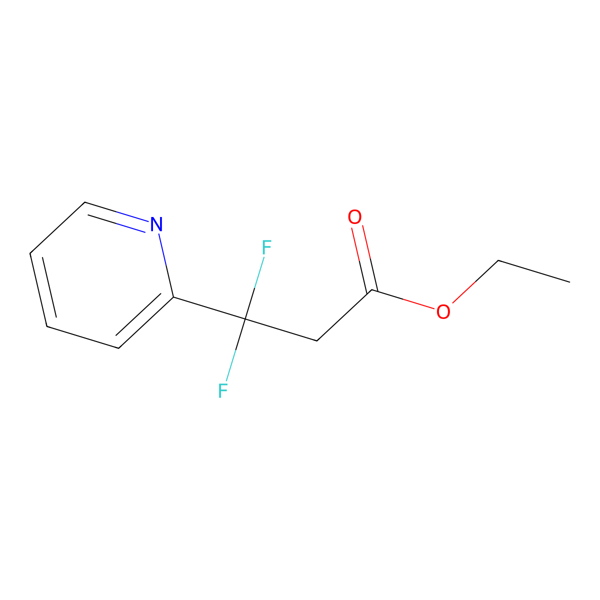 Ethyl 3,3-difluoro-3-(pyridin-2-yl)propanoate molecular structure, CAS 1557658-32-8
