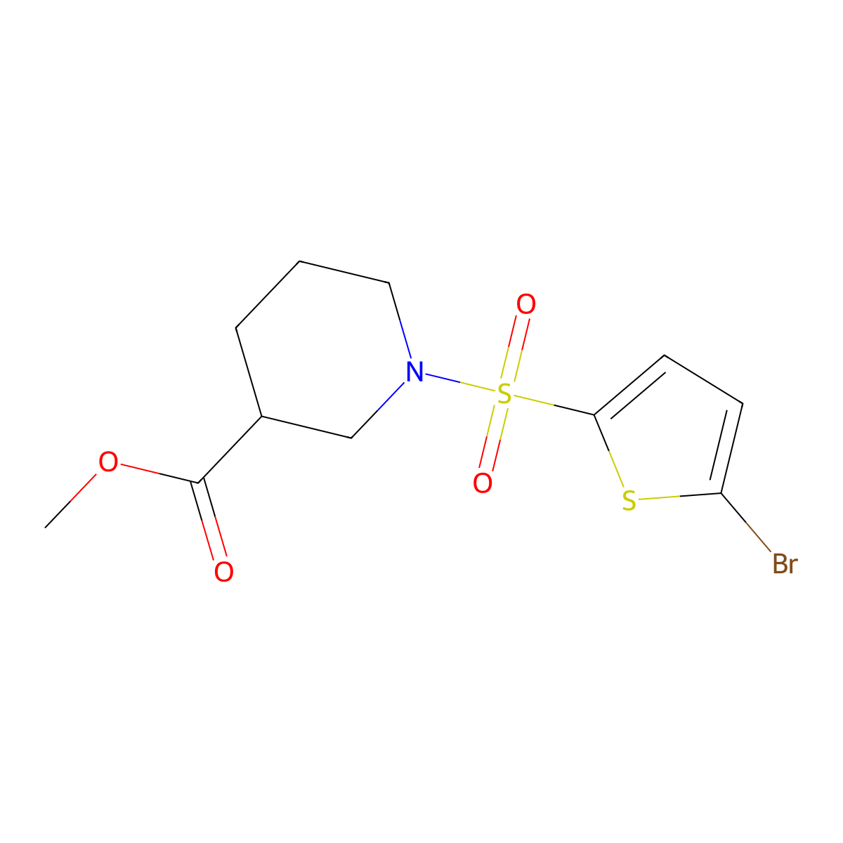 Methyl 1-[(5-bromothiophen-2-yl)sulfonyl]piperidine-3-carboxylate molecular structure, CAS 1557659-17-2