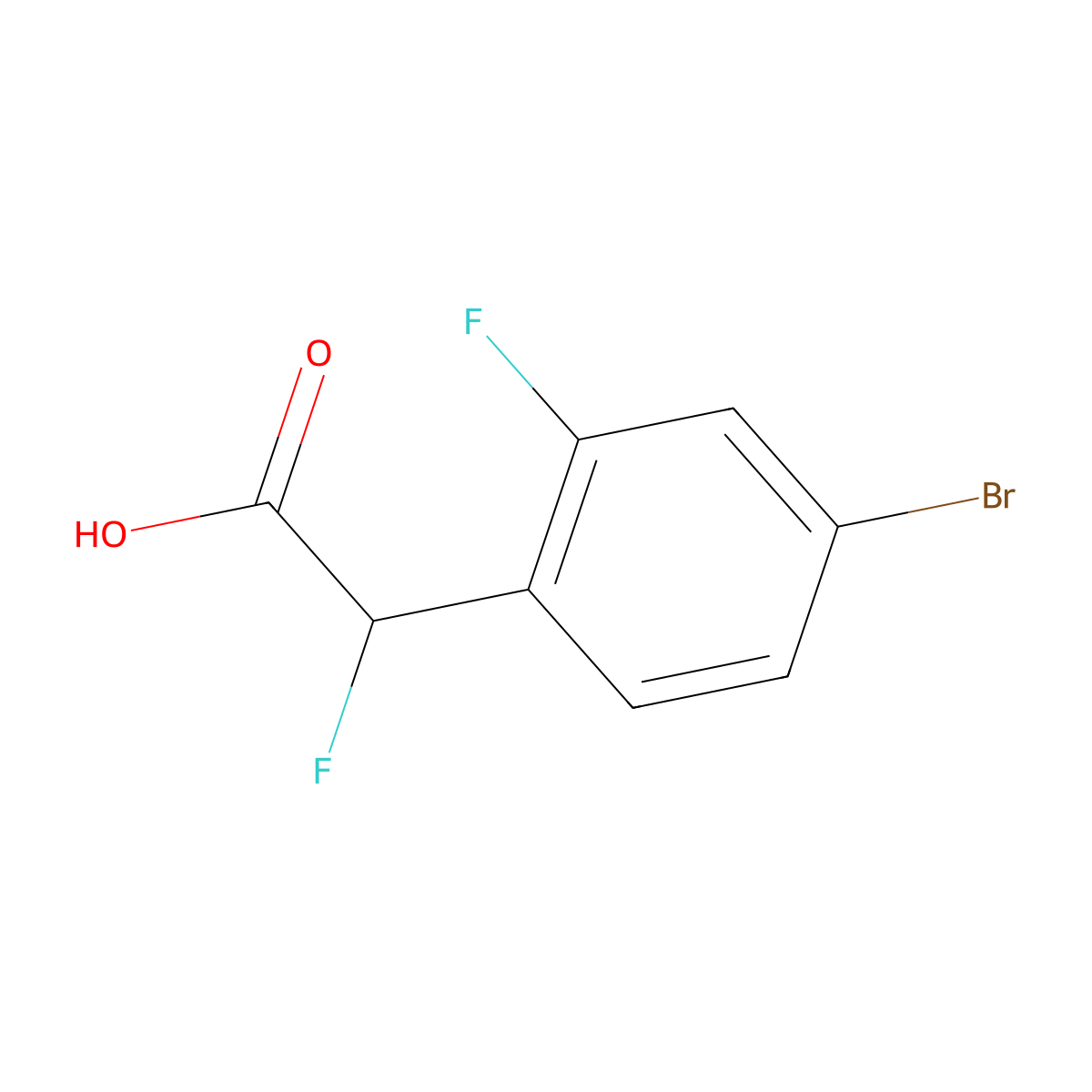 2-(4-Bromo-2-fluorophenyl)-2-fluoroacetic acid molecular structure, CAS 1557659-28-5