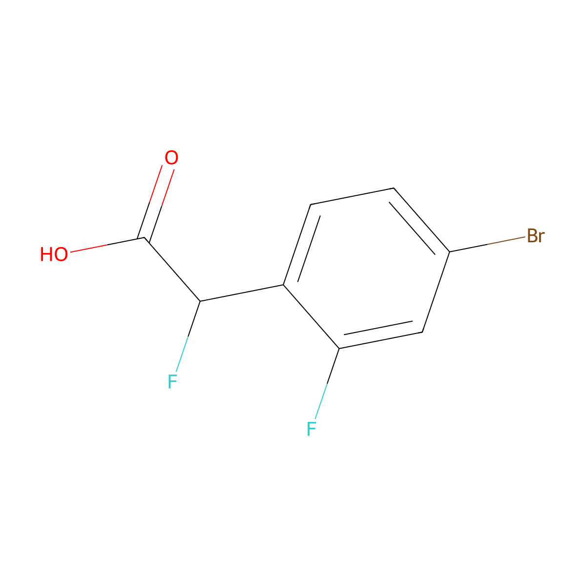 2-(4-Bromo-2-fluorophenyl)-2-fluoroacetic acid molecular structure, CAS 1557659-28-5