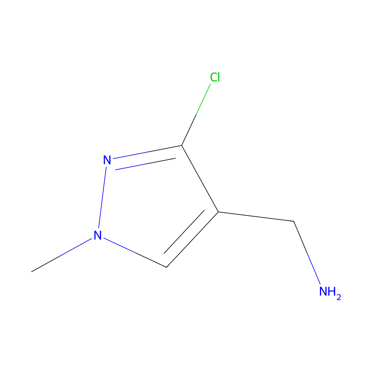 (3-Chloro-1-methyl-1H-pyrazol-4-yl)methanamine molecular structure, CAS 1557661-34-3