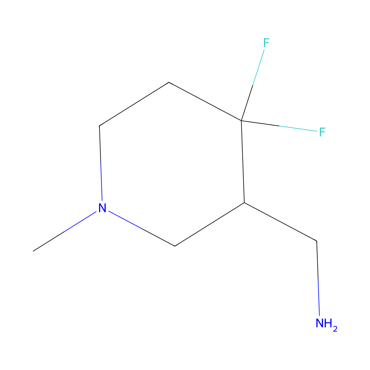 (4,4-Difluoro-1-methylpiperidin-3-yl)methanamine molecular structure, CAS 1557661-60-5