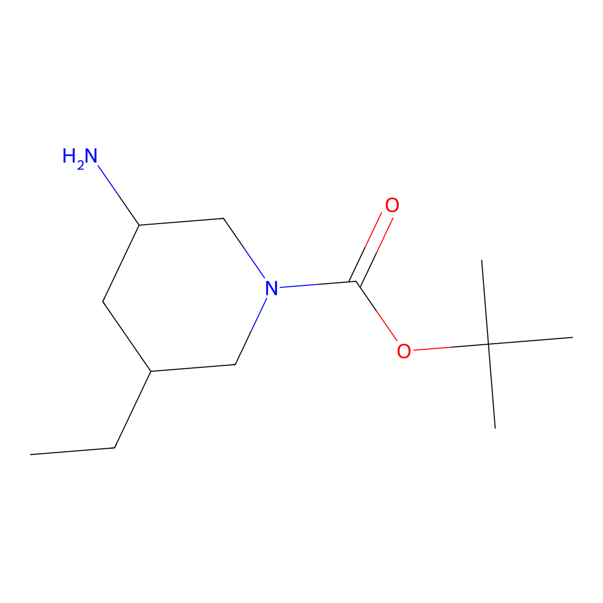 Tert-butyl 3-amino-5-ethylpiperidine-1-carboxylate molecular structure, CAS 1557663-89-4