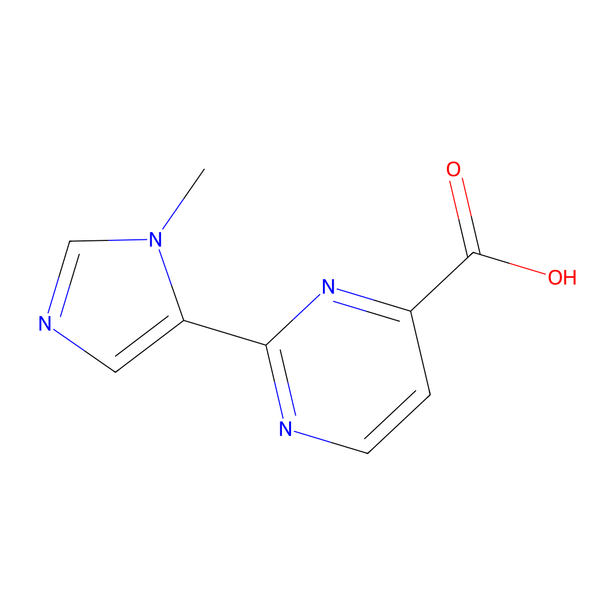 2-(1-methyl-1H-imidazol-5-yl)pyrimidine-4-carboxylic acid molecular structure, CAS 1557692-19-9
