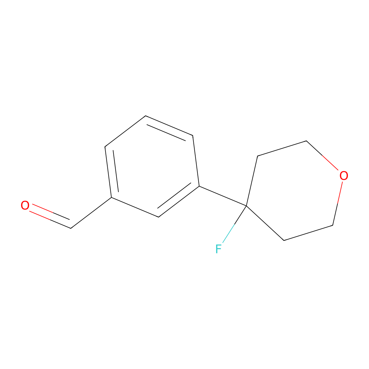 3-(4-Fluorotetrahydro-2H-pyran-4-yl)benzaldehyde molecular structure, CAS 1557697-10-5