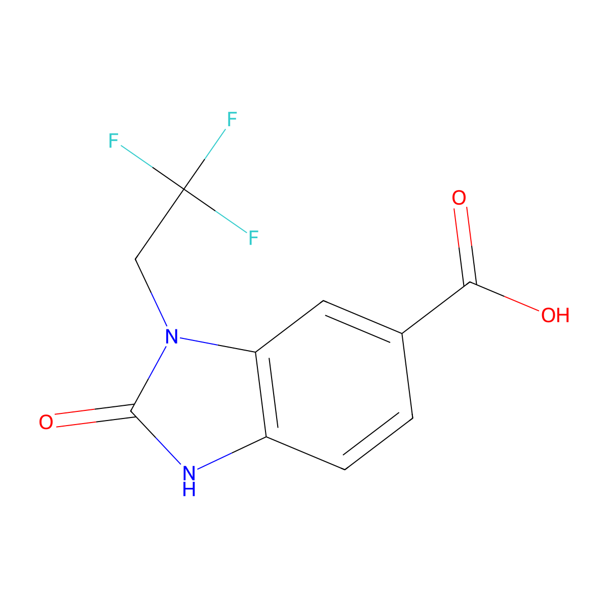 2-oxo-3-(2,2,2-trifluoroethyl)-2,3-dihydro-1H-1,3-benzodiazole-5-carboxylic acid molecular structure, CAS 1557725-62-8