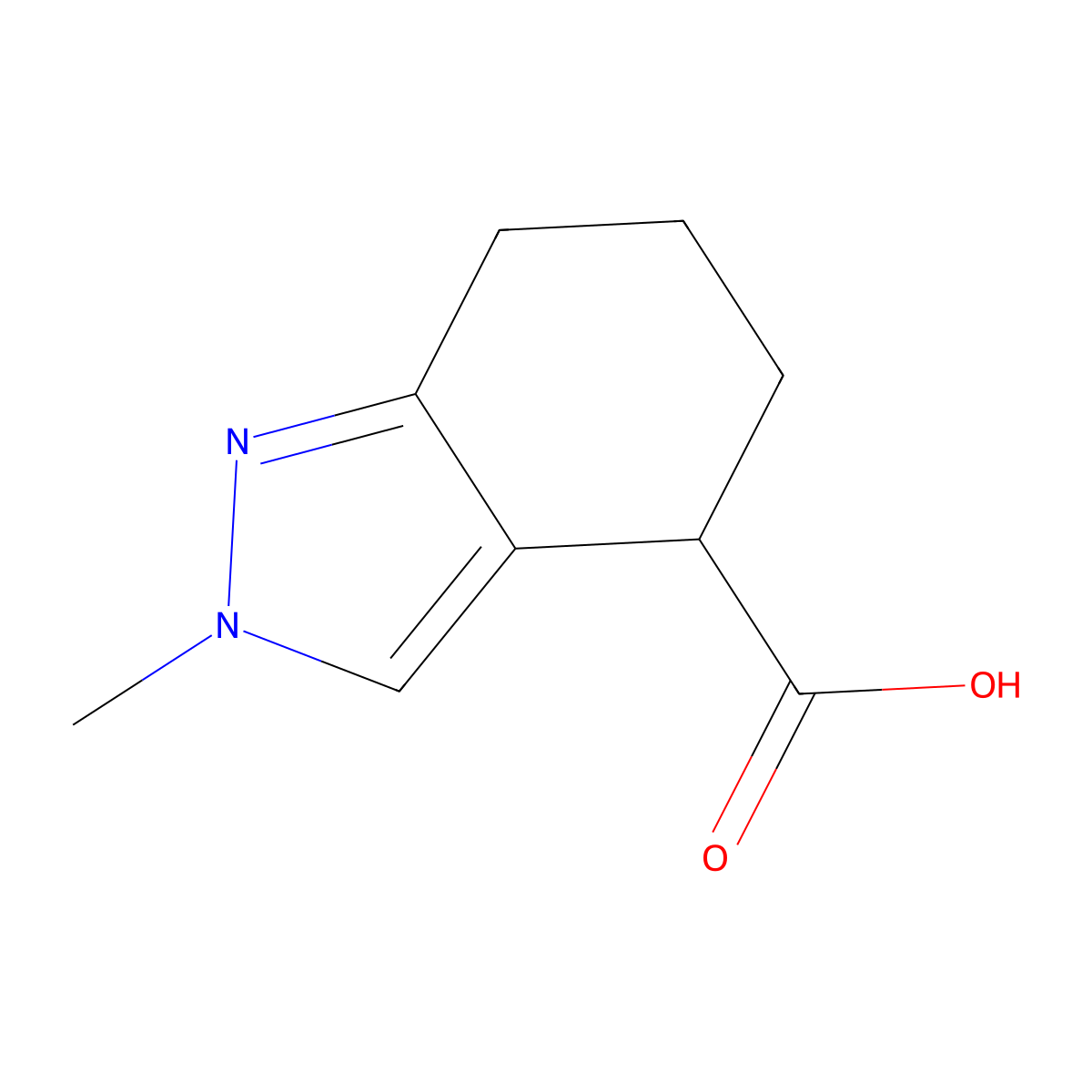 2-methyl-4,5,6,7-tetrahydro-2H-indazole-4-carboxylic acid molecular structure, CAS 1557768-83-8