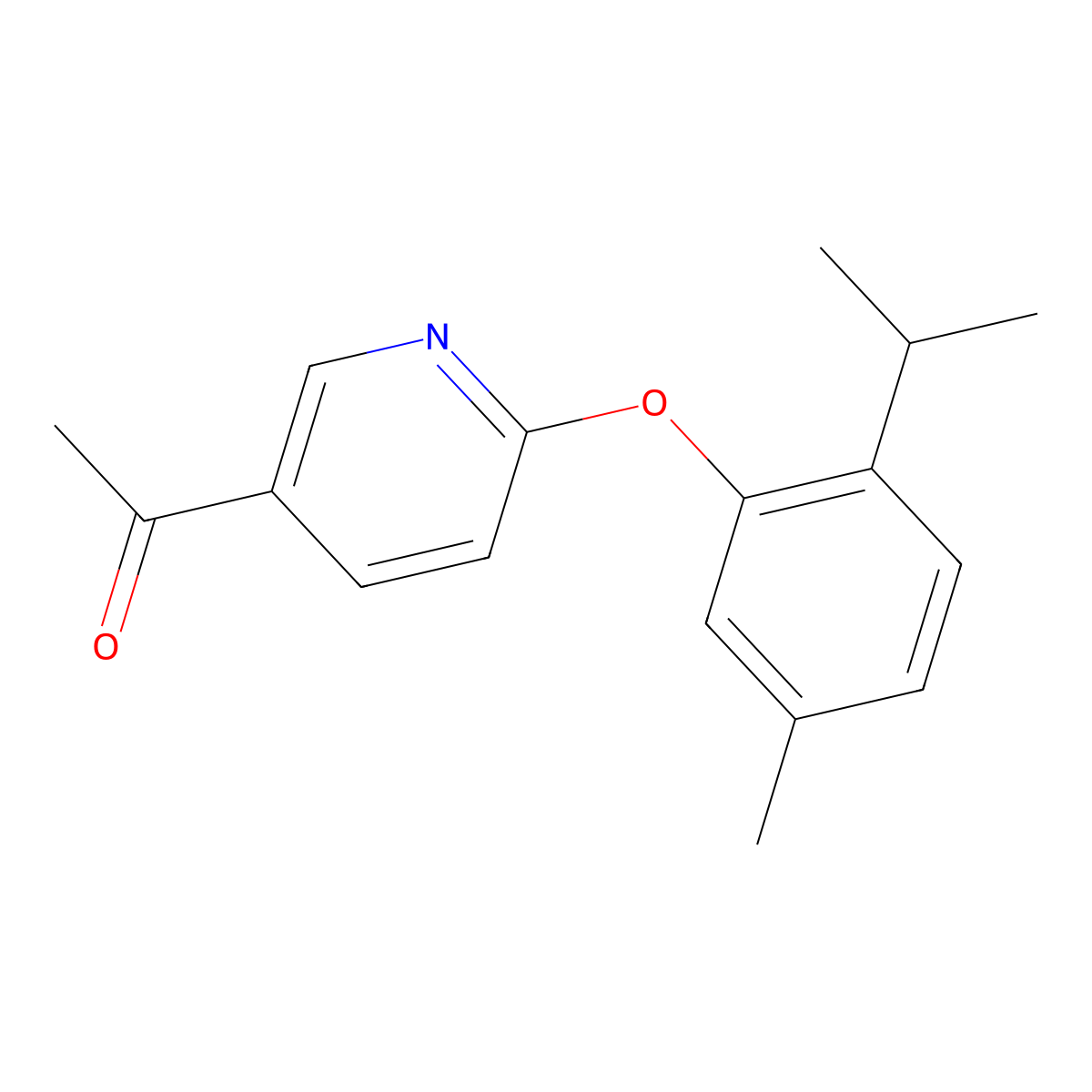 5-Acetyl-2-(2-isopropyl-5-methylphenoxy) pyridine molecular structure, CAS 1557799-31-1