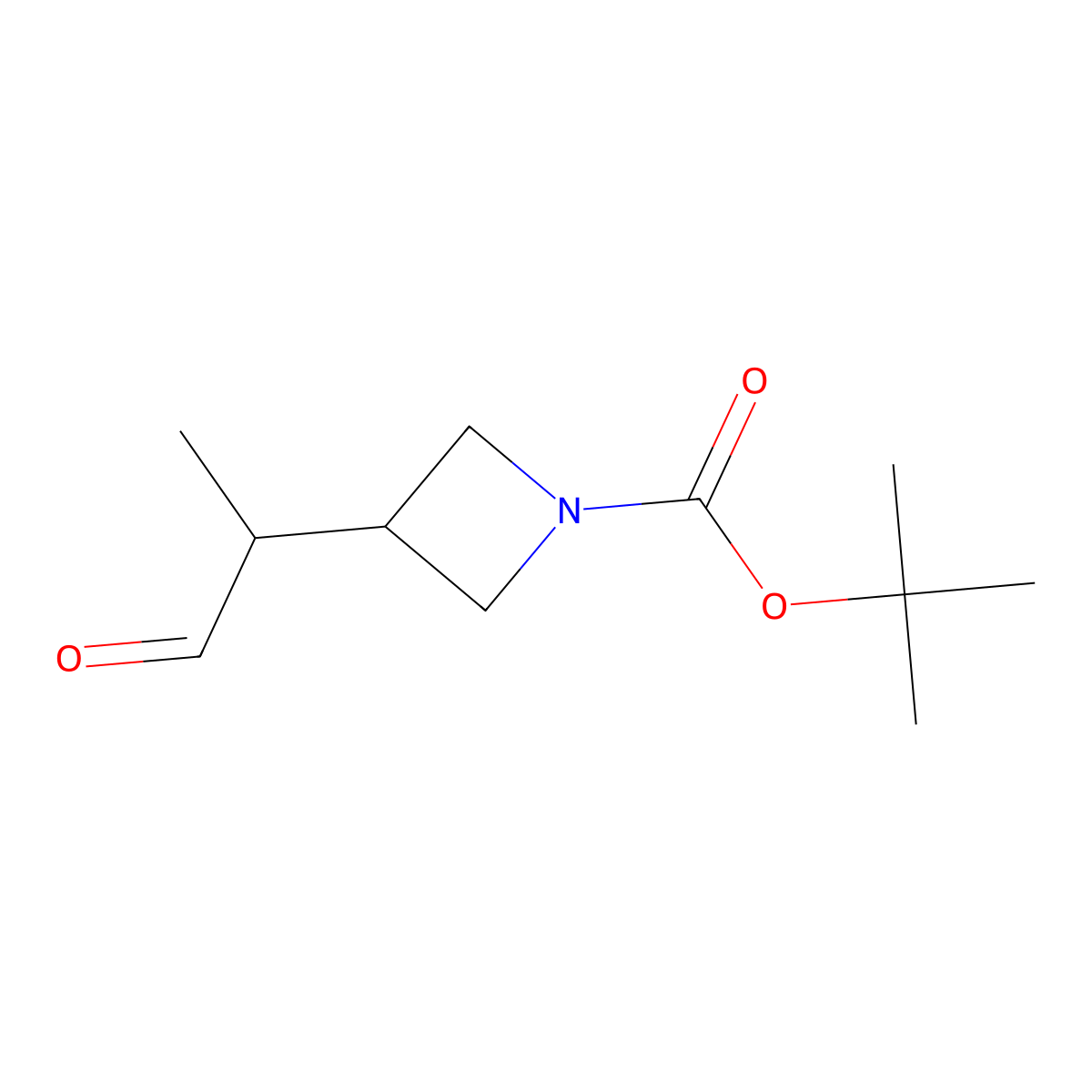 Tert-butyl 3-(1-oxopropan-2-yl)azetidine-1-carboxylate molecular structure, CAS 1557842-29-1