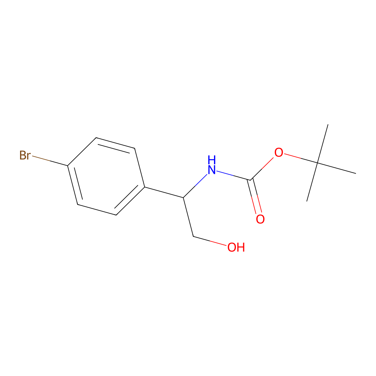 Tert-butyl (1-(4-bromophenyl)-2-hydroxyethyl)carbamate molecular structure, CAS 1557852-03-5