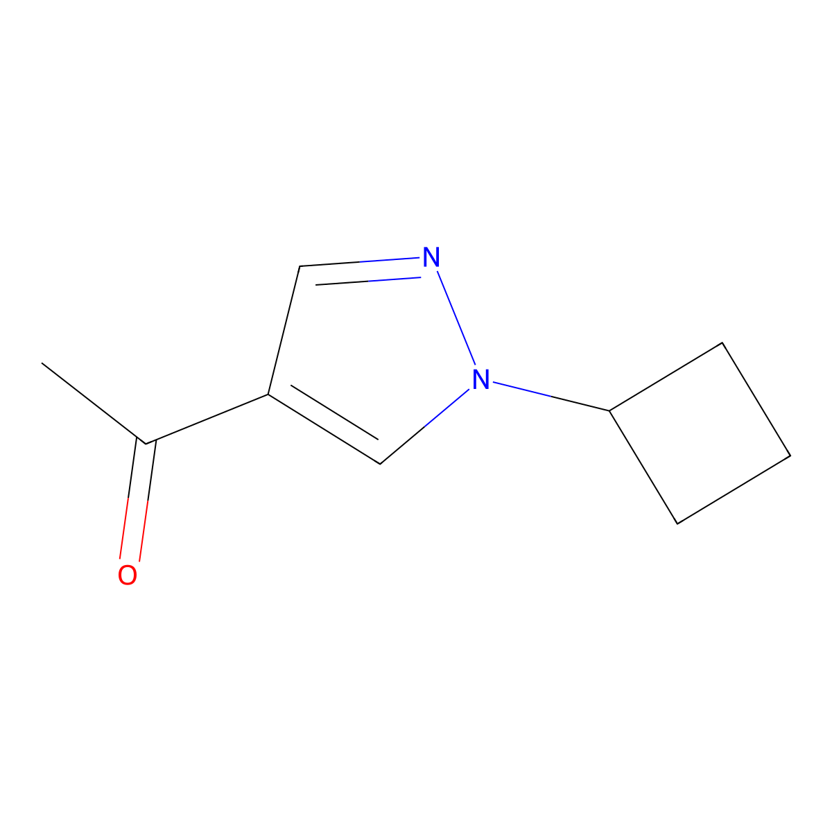 1-(1-cyclobutyl-1H-pyrazol-4-yl)ethan-1-one molecular structure, CAS 1557884-85-1