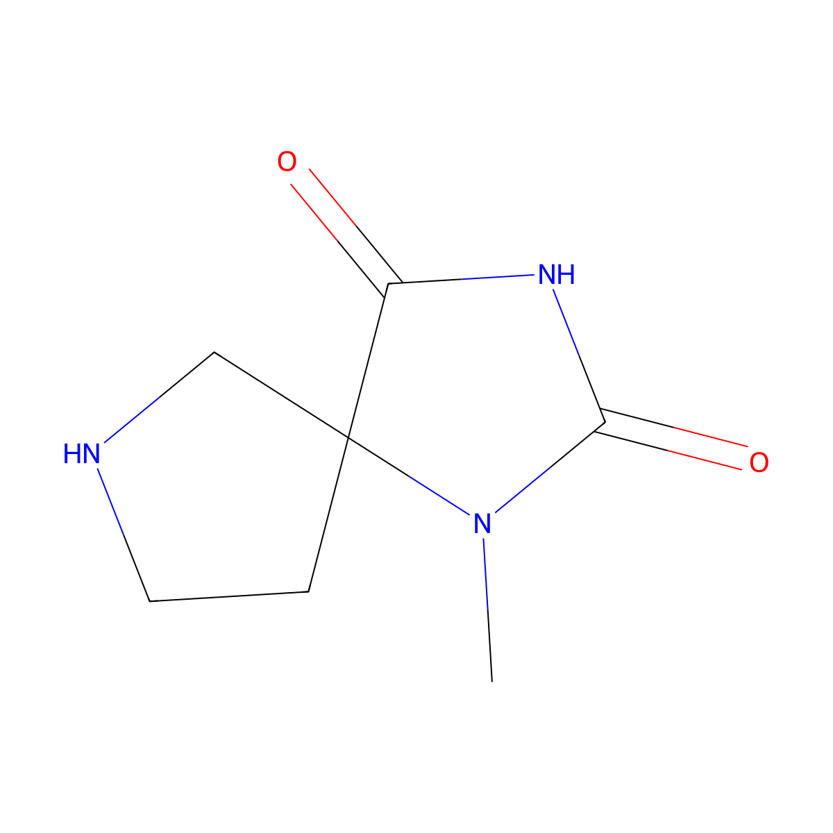 1-Methyl-1,3,7-triazaspiro[4.4]nonane-2,4-dione molecular structure, CAS 1557888-02-4