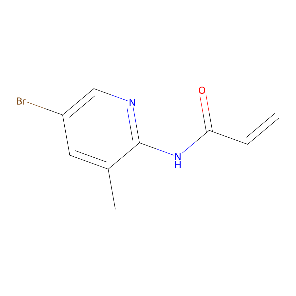 N-(5-bromo-3-methylpyridin-2-yl)prop-2-enamide molecular structure, CAS 1557911-90-6