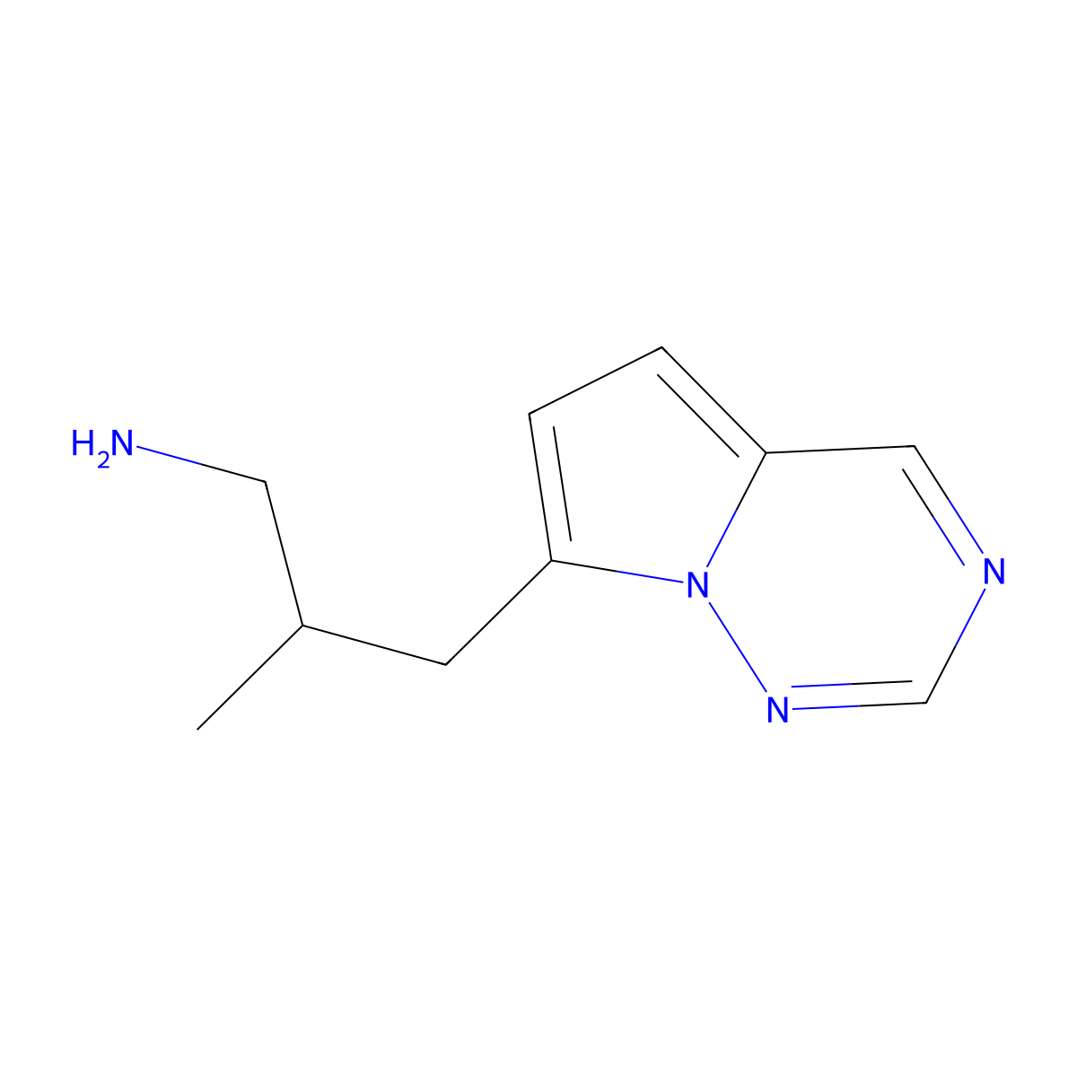 2-Methyl-3-pyrrolo[2,1-f][1,2,4]triazin-7-ylpropan-1-amine molecular structure, CAS 1557915-05-5