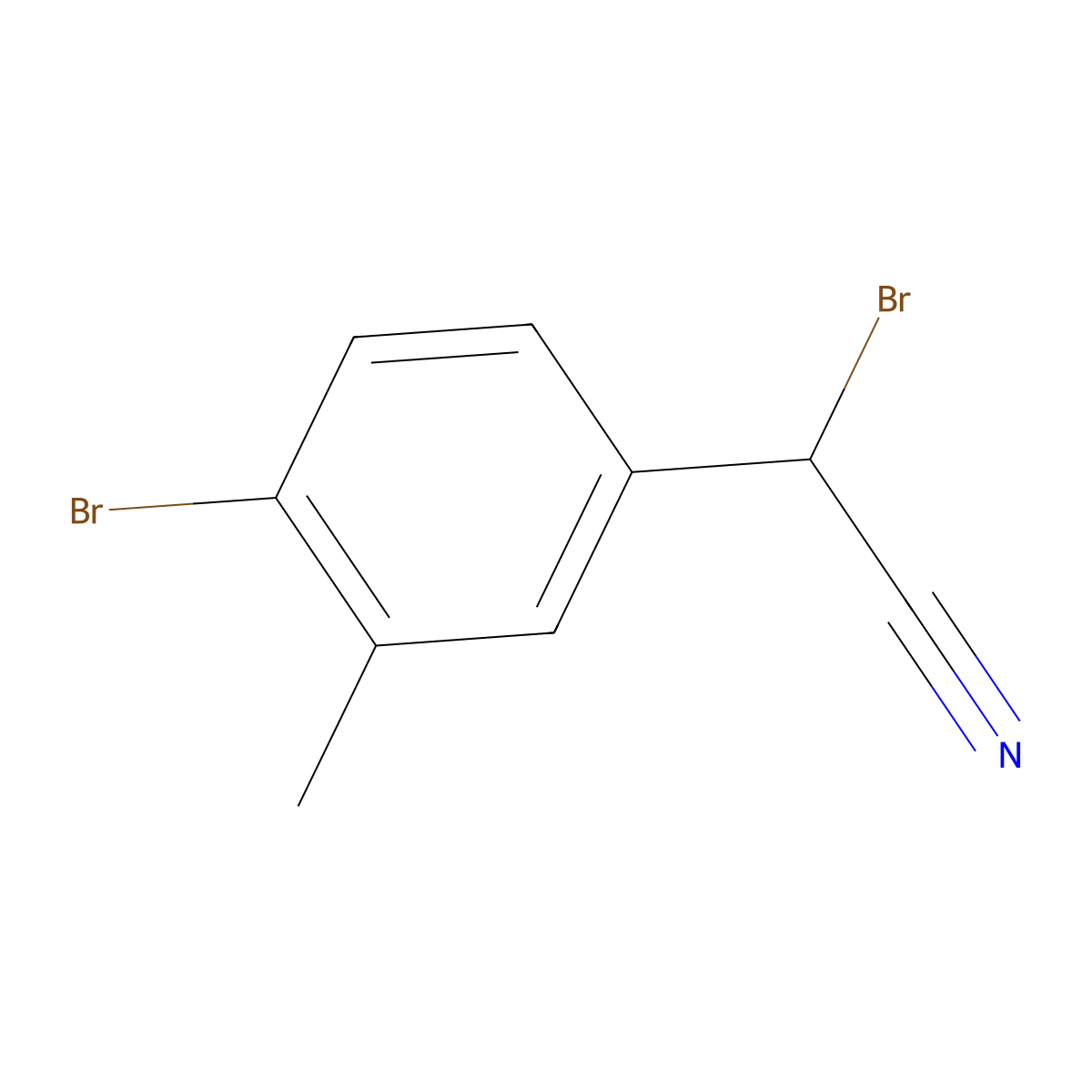 2-Bromo-2-(4-bromo-3-methylphenyl)acetonitrile molecular structure, CAS 1557968-58-7