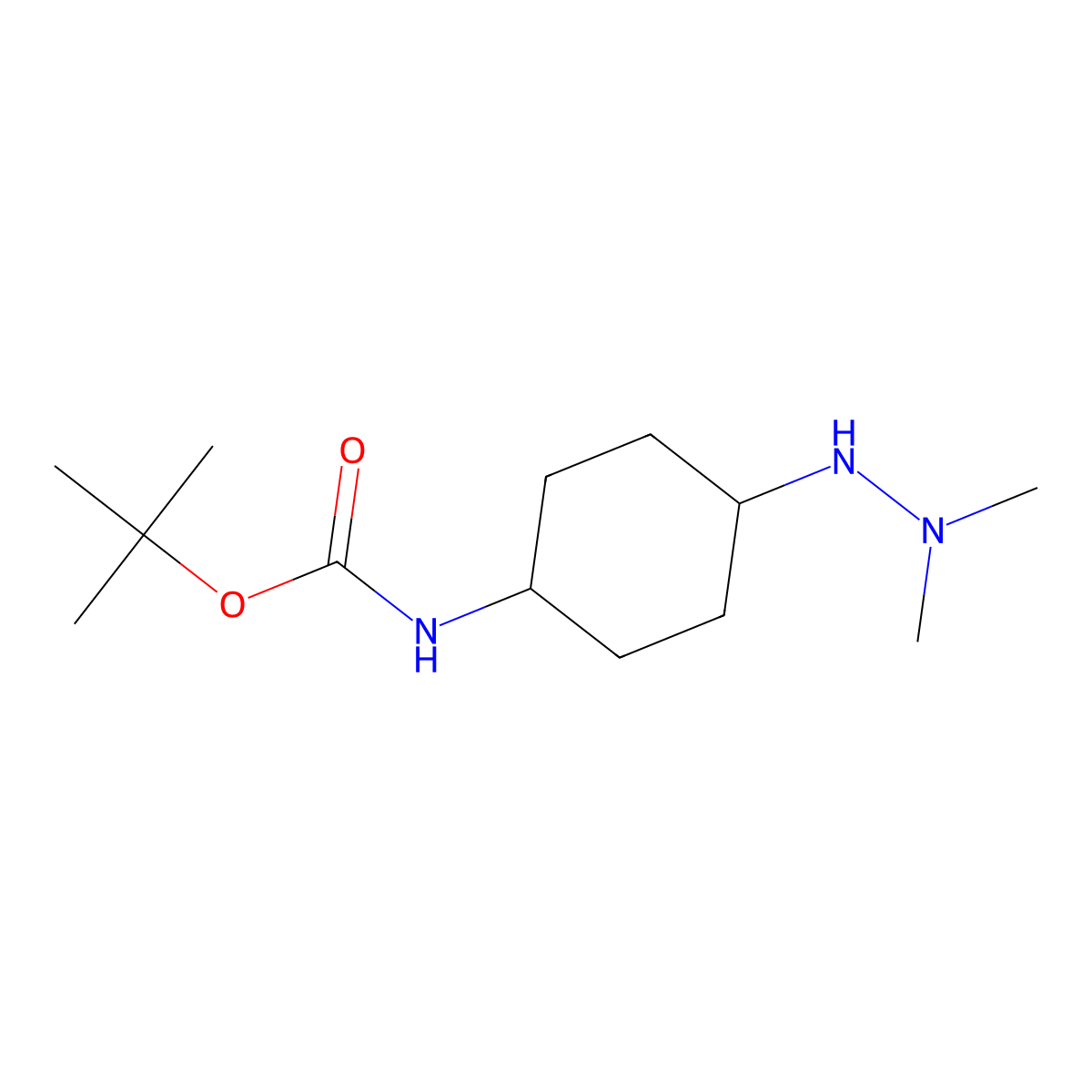 tert-butyl N-[4-(2,2-dimethylhydrazin-1-yl)cyclohexyl]carbamate molecular structure, CAS 1557968-78-1