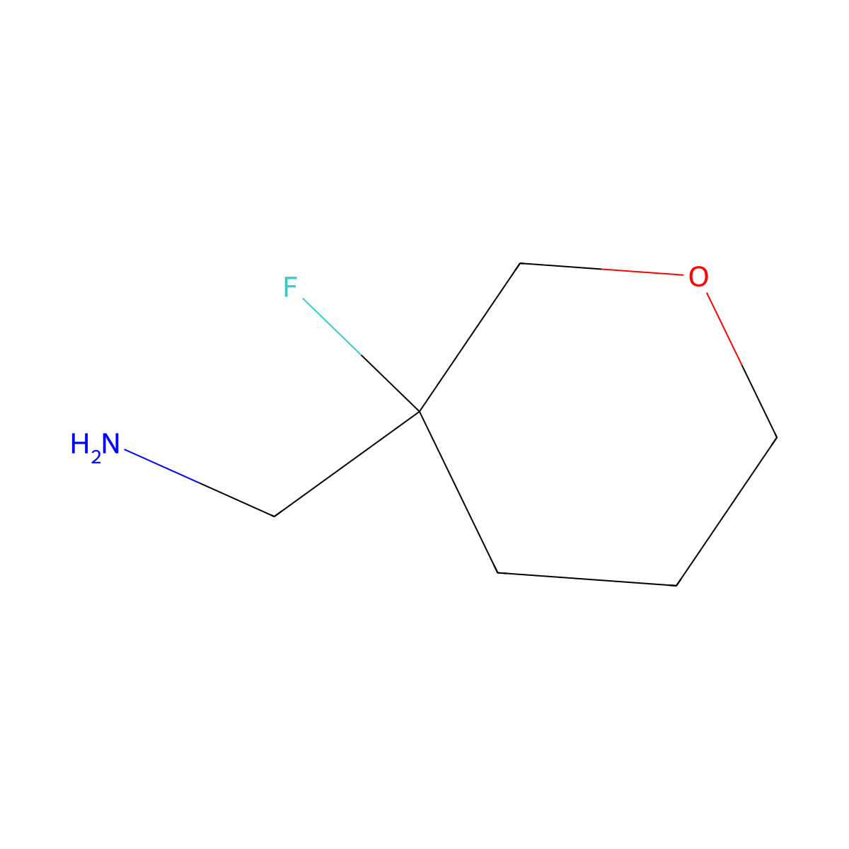 (3-Fluorotetrahydro-2H-pyran-3-yl)methanamine molecular structure, CAS 1557978-39-8