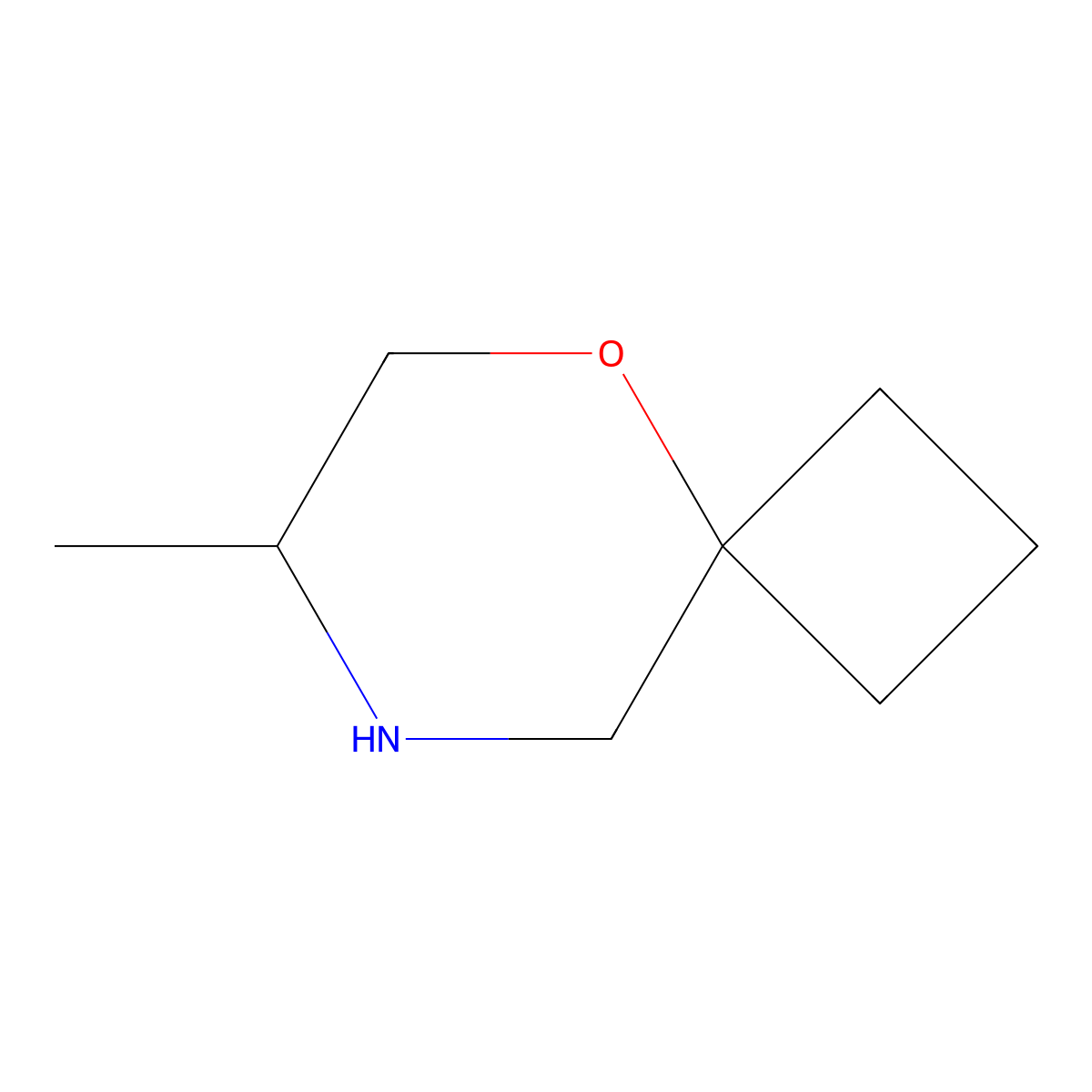 7-Methyl-5-oxa-8-azaspiro[3.5]nonane molecular structure, CAS 1557979-23-3