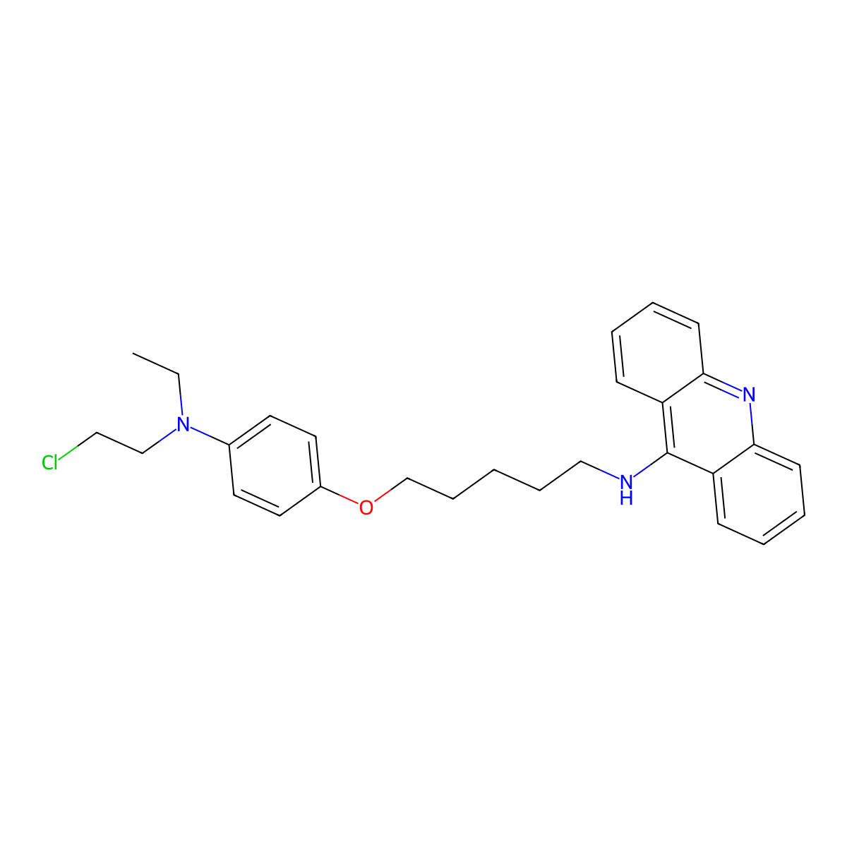 9-Acridinamine, N-(5-(4-((2-chloroethyl)ethylamino)phenoxy)pentyl)- molecular structure, CAS 155798-37-1