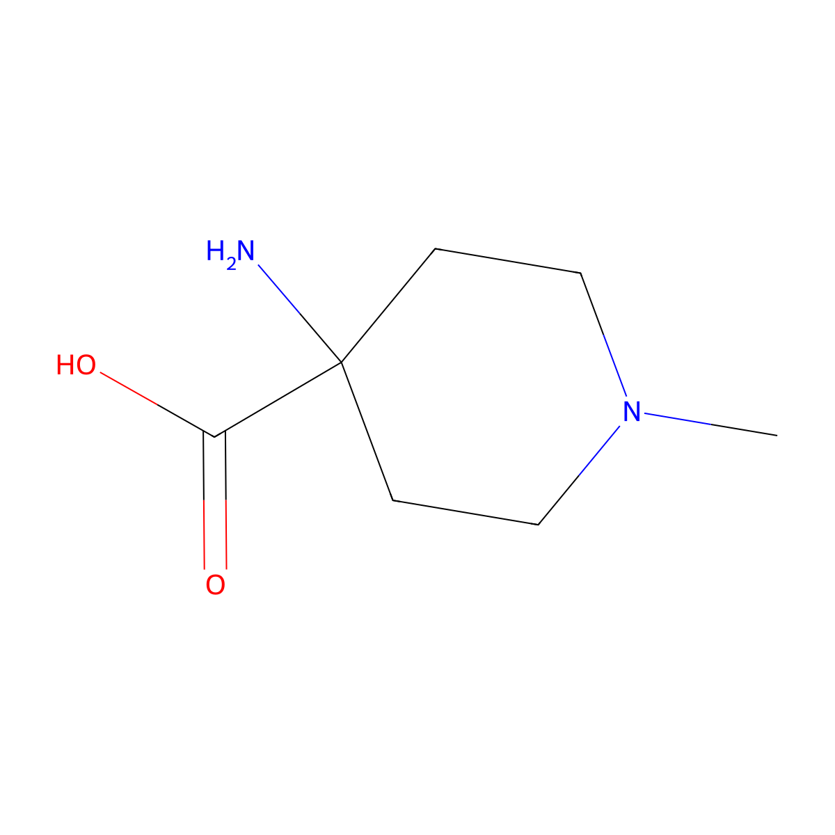 4-Amino-1-methylpiperidine-4-carboxylic acid molecular structure, CAS 15580-66-2