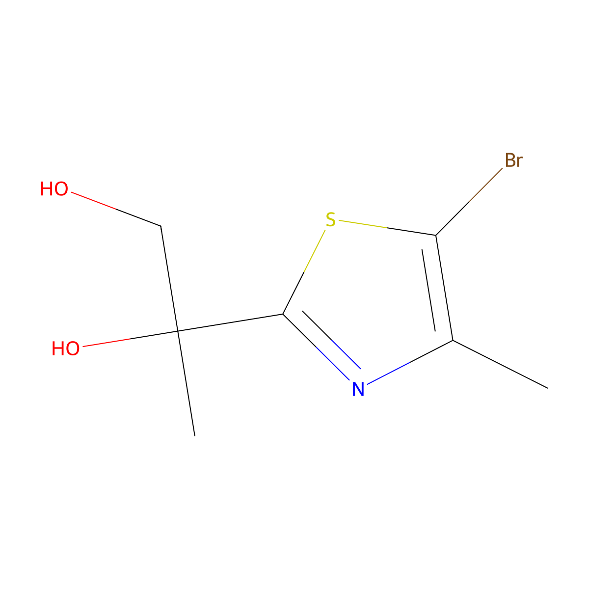 (S)-2-(5-Bromo-4-methylthiazol-2-yl)propane-1,2-diol molecular structure, CAS 1558007-97-8