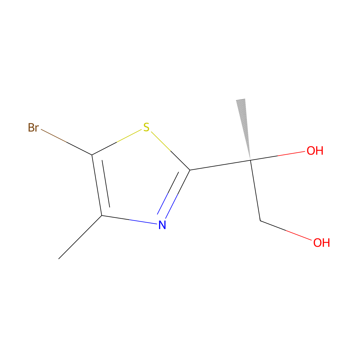 (S)-2-(5-Bromo-4-methylthiazol-2-yl)propane-1,2-diol molecular structure, CAS 1558007-97-8