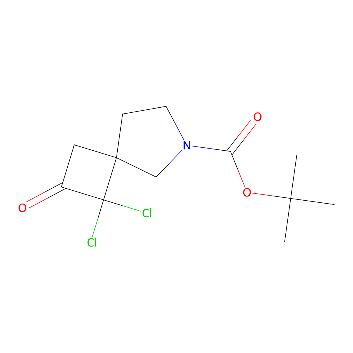 6-Azaspiro[3.4]octane-6-carboxylic acid, 1,1-dichloro-2-oxo-, 1,1-dimethylethyl ester molecular structure, CAS 1558037-99-2