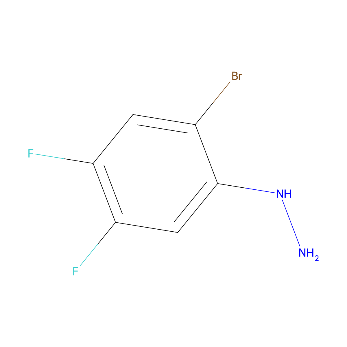(2-Bromo-4,5-difluorophenyl)hydrazine molecular structure, CAS 1558045-82-1
