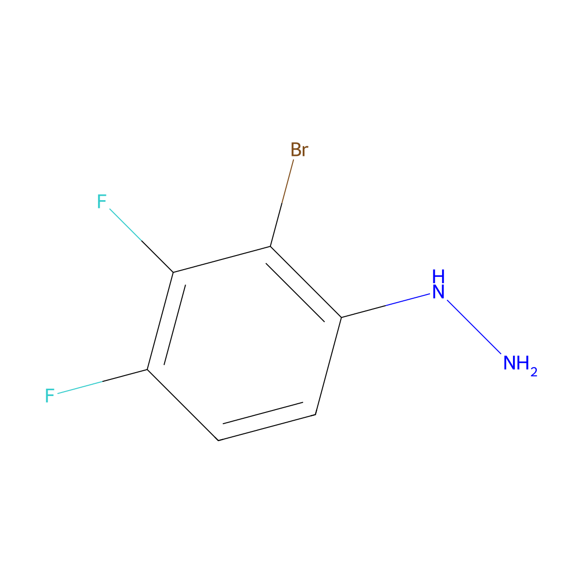 (2-Bromo-3,4-difluorophenyl)hydrazine molecular structure, CAS 1558045-89-8