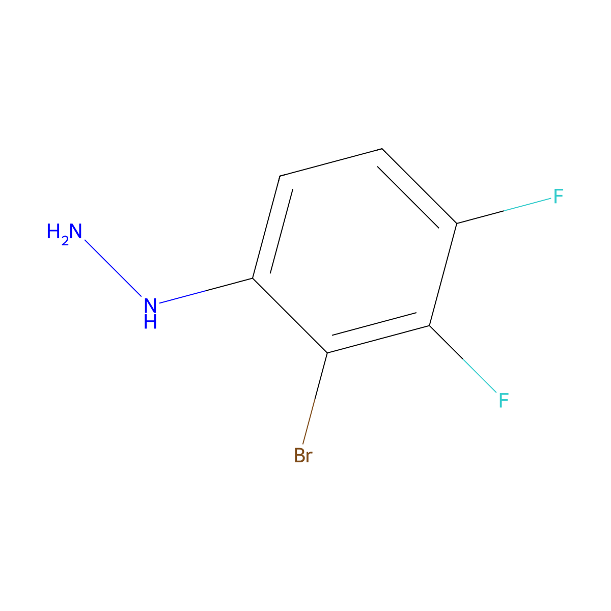 (2-Bromo-3,4-difluorophenyl)hydrazine molecular structure, CAS 1558045-89-8